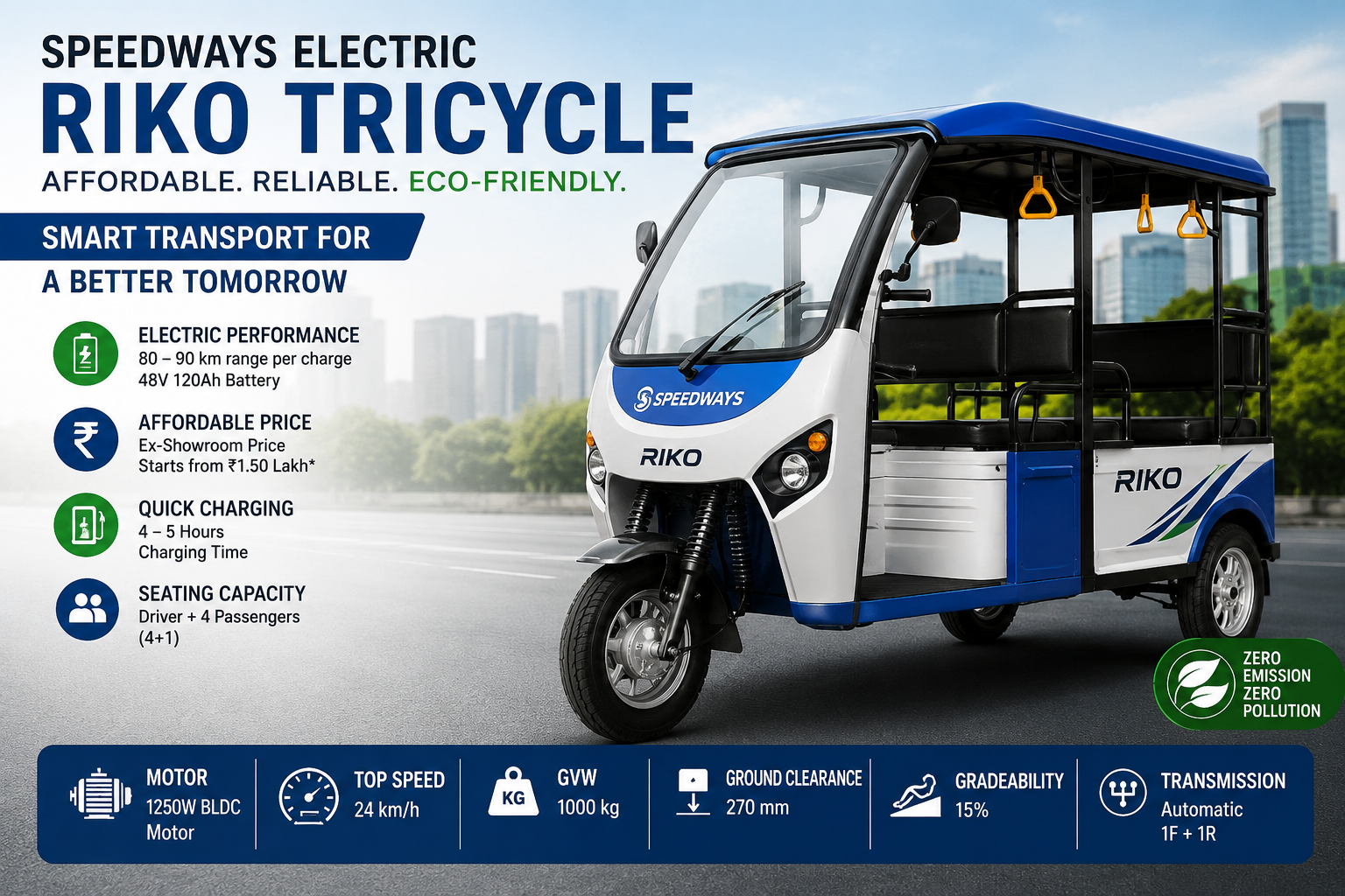 Speedways Electric Riko Tricycle: Price, Range, Features & Complete Review in India